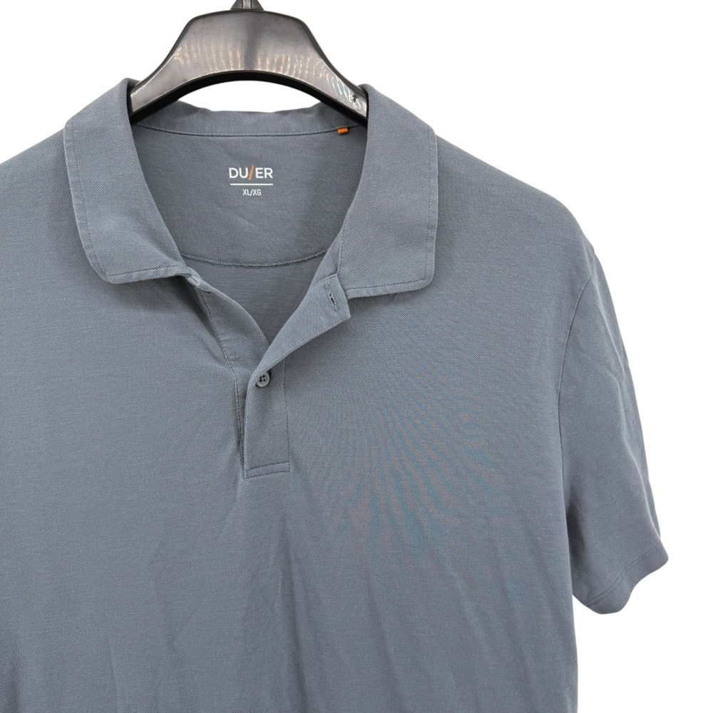 DU/ER‎ Polo Shirt Mens XL Pre-Owned Blue Pima Cotton Lyocell Performance Stretch